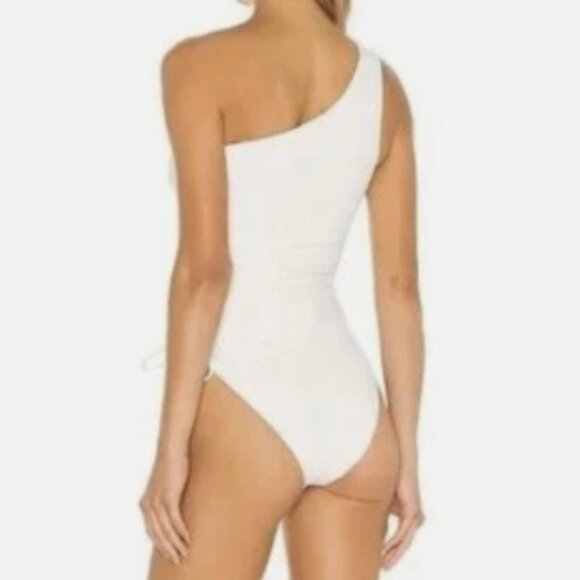 NWT! Jonathan Simkhai White Addyson One Shoulder One Piece Swimsuit NEW! - Picture 4 of 4